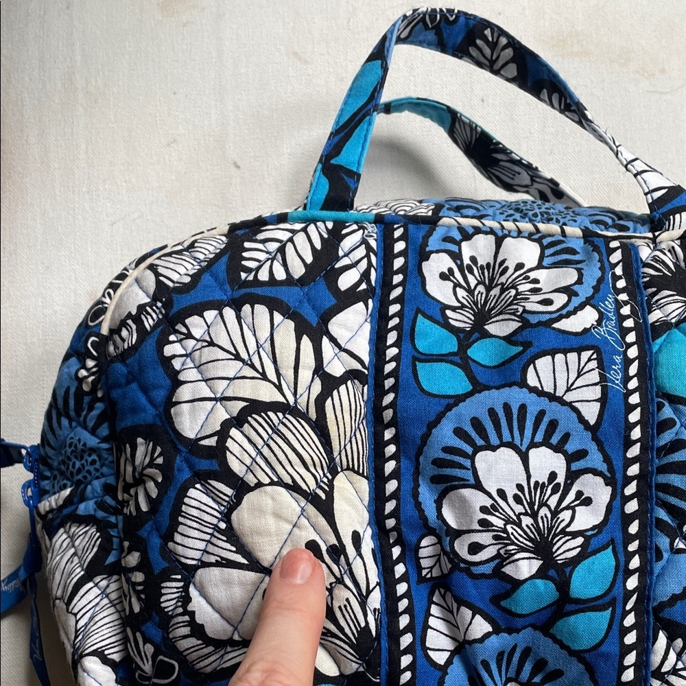 Vera Bradley Makeup Toiletries Travel Bag Blue Floral Hawaiian As Is - Picture 3 of 12